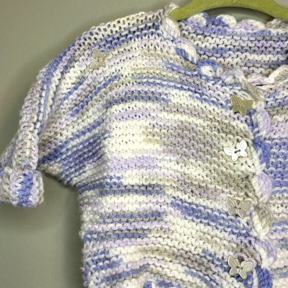 Handmade Knit Baby Sweater Cardigan Butterfly 0-3 mo - Picture 4 of 8